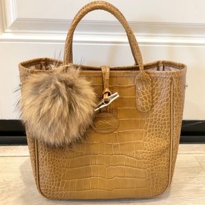 Longchamp 'Roseau' Croc Embossed Tote Bag